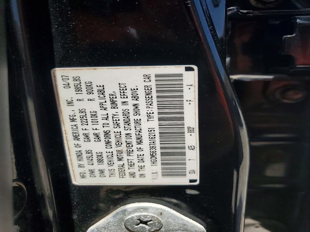 2007 HONDA ACCORD