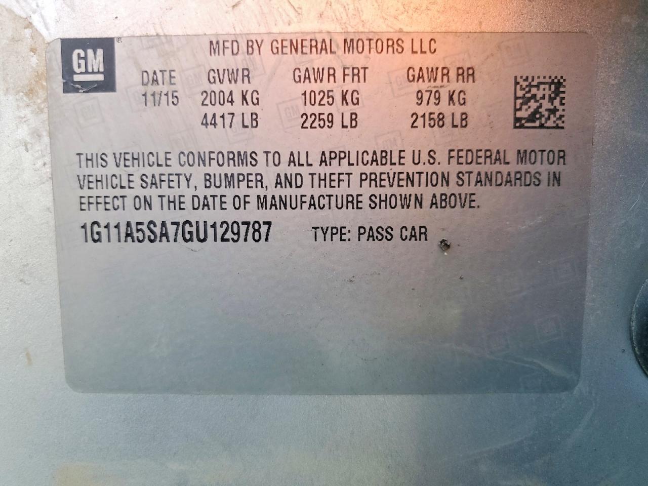 2016 CHEVROLET MALIBU