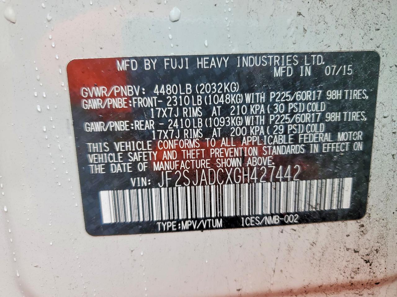 2016 SUBARU FORESTER