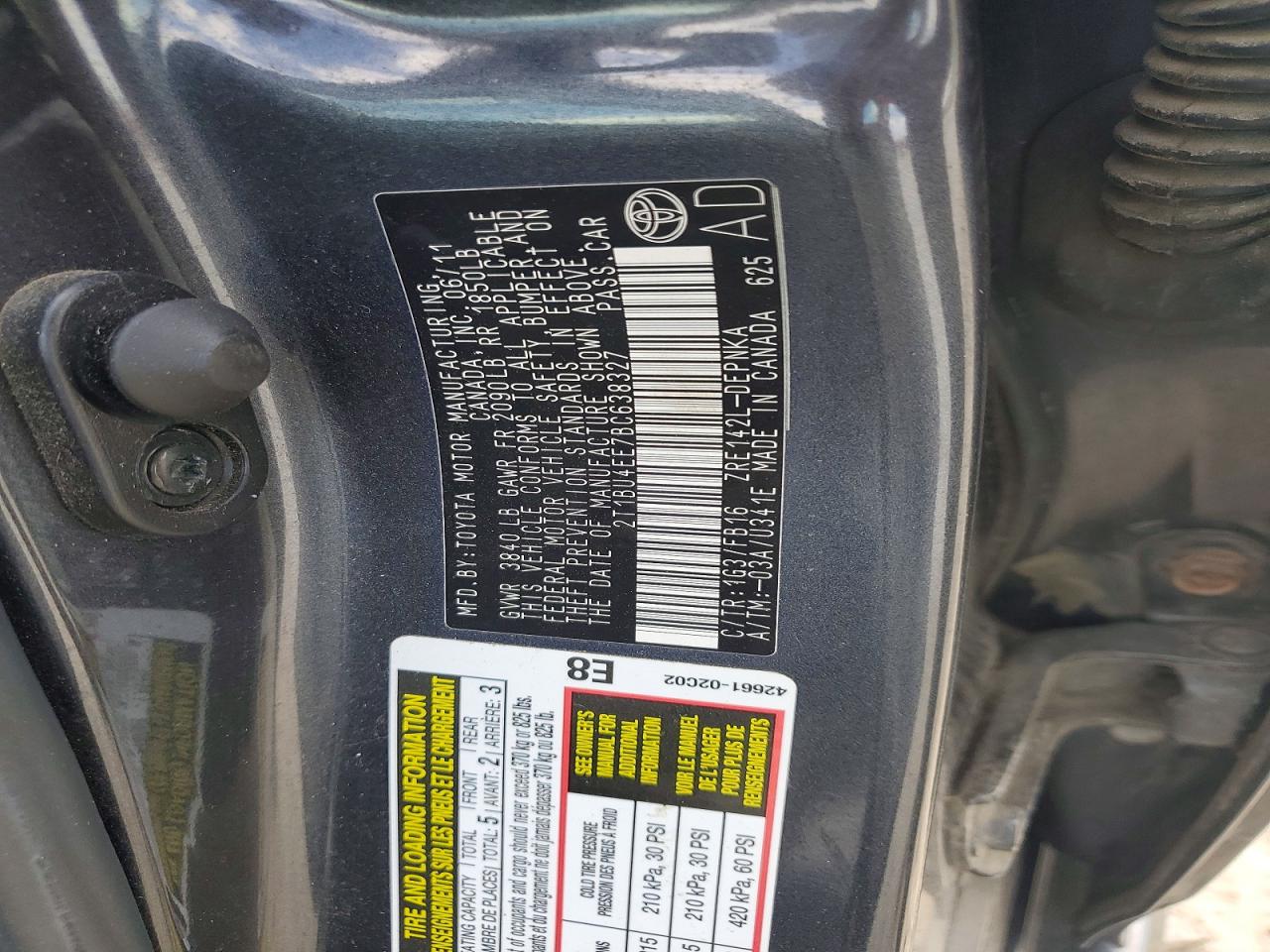 2011 TOYOTA COROLLA
