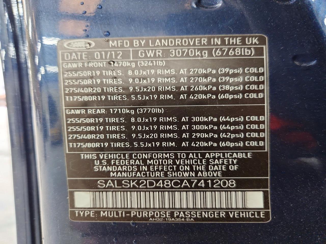 2012 LAND ROVER RANGEROVER