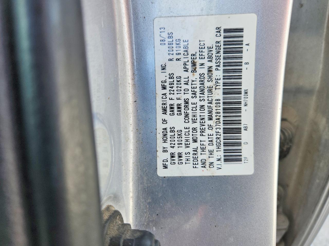 2013 HONDA ACCORD