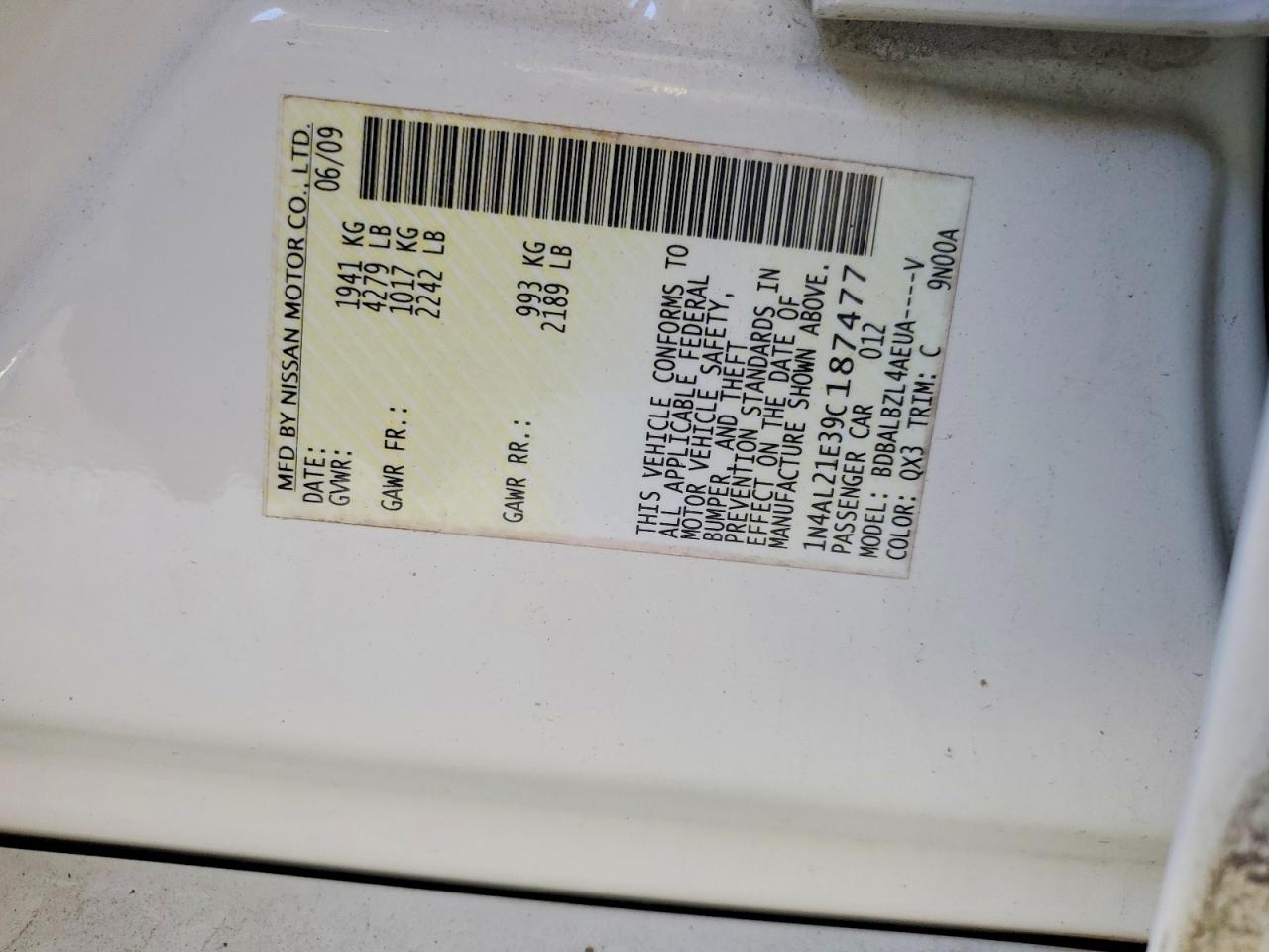 2009 NISSAN ALTIMA