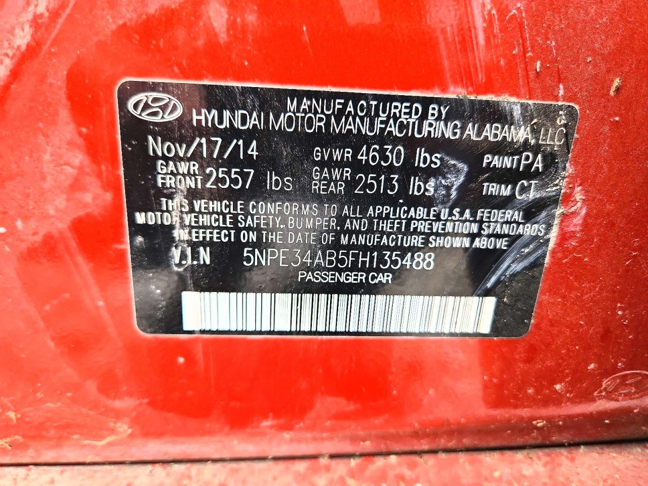 2015 HYUNDAI SONATA