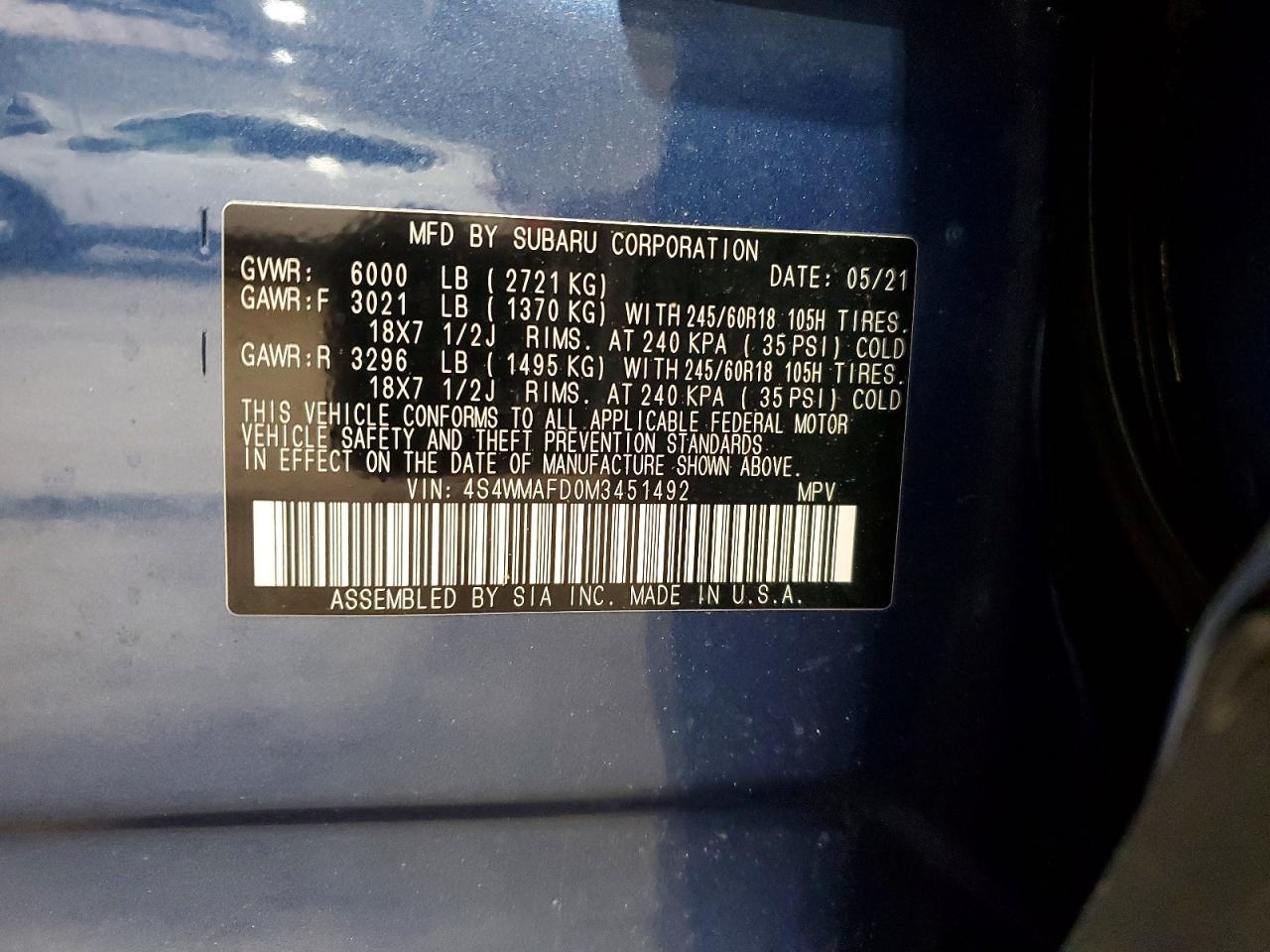 2021 SUBARU ASCENT