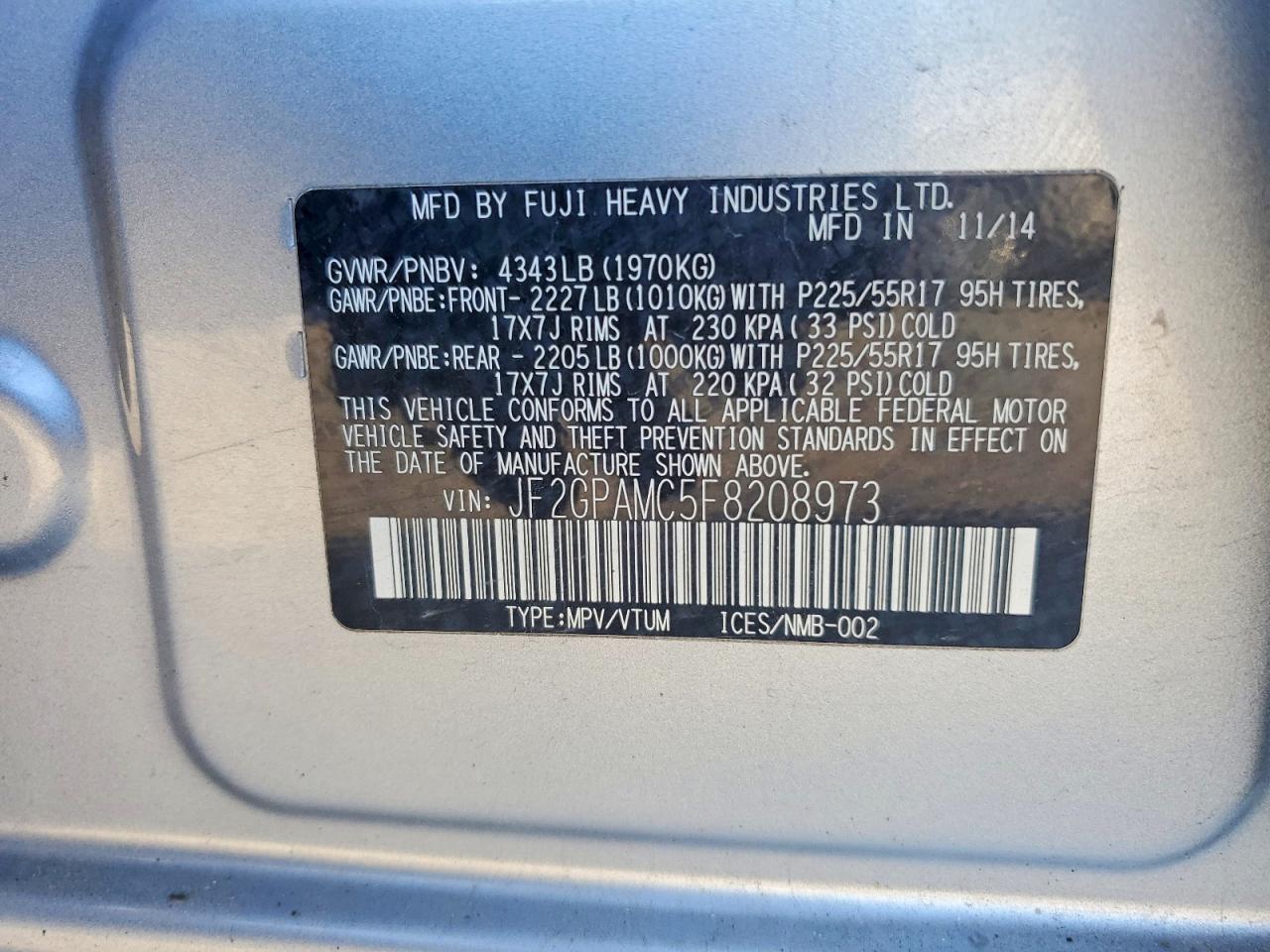 2015 SUBARU XV