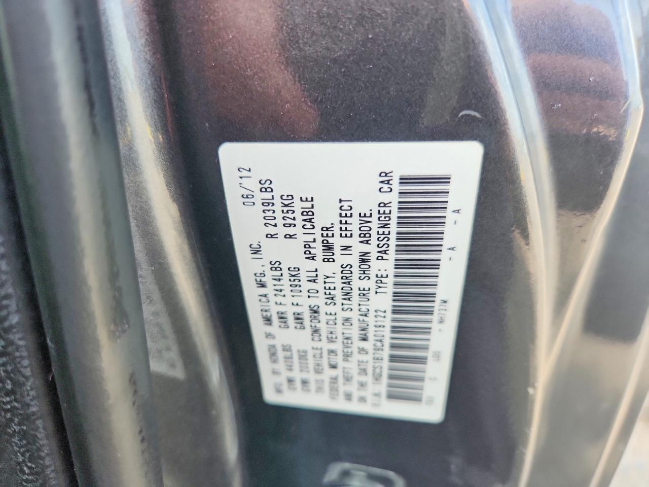 2012 HONDA ACCORD