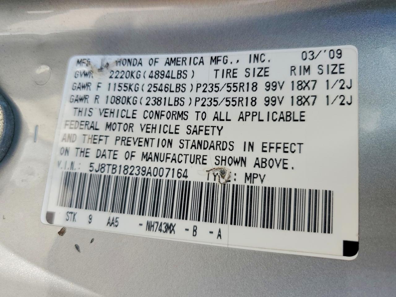 2009 ACURA RDX