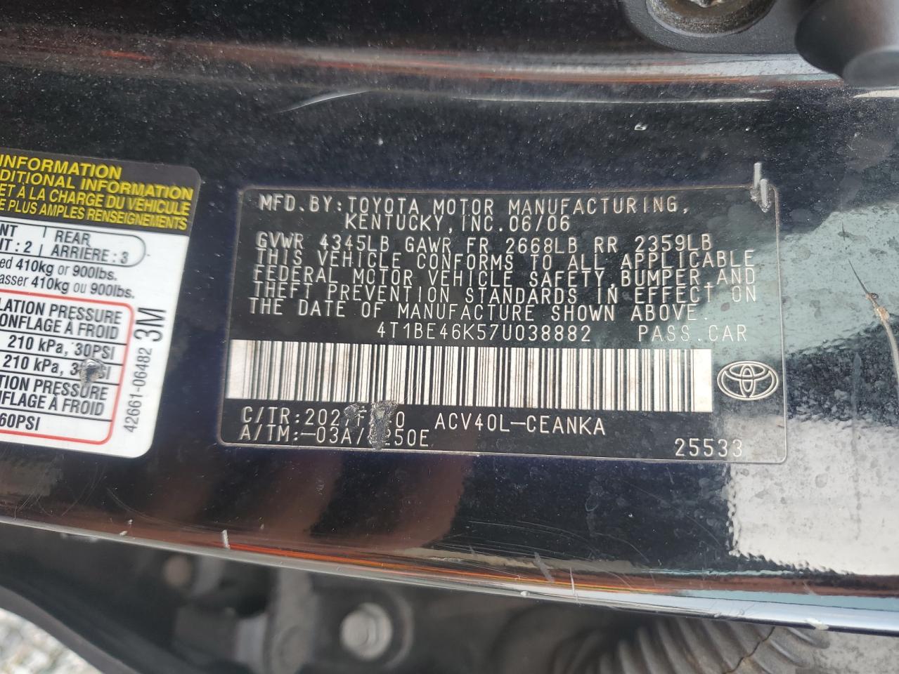 2007 TOYOTA CAMRY
