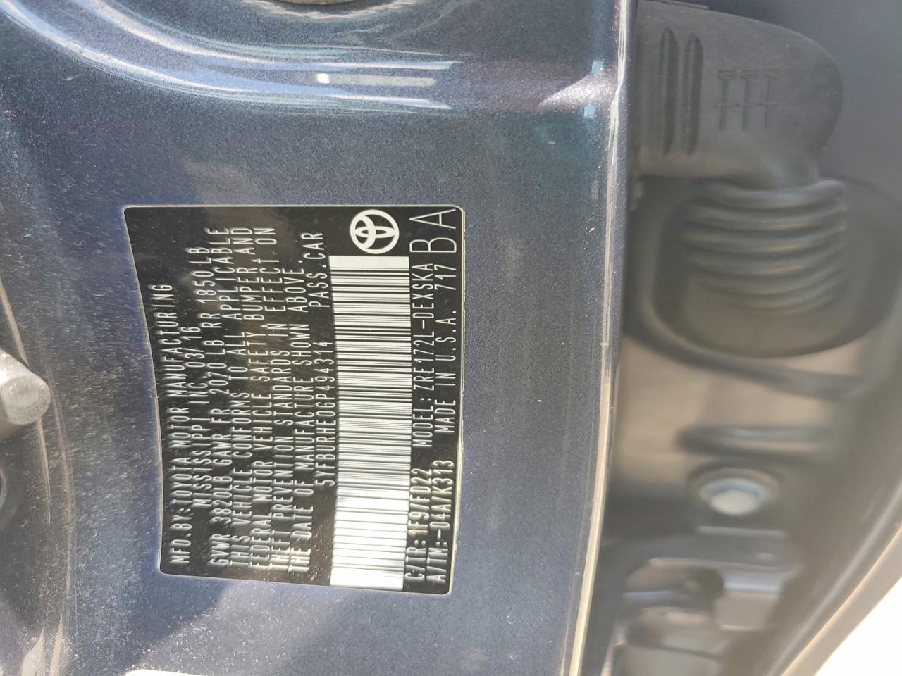 2016 TOYOTA COROLLA