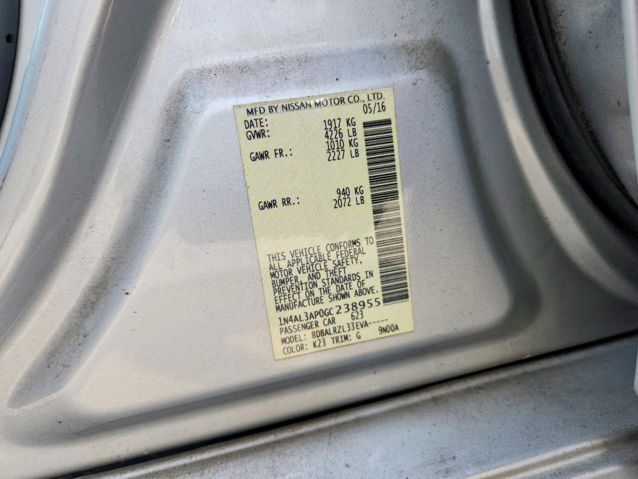 2016 NISSAN ALTIMA