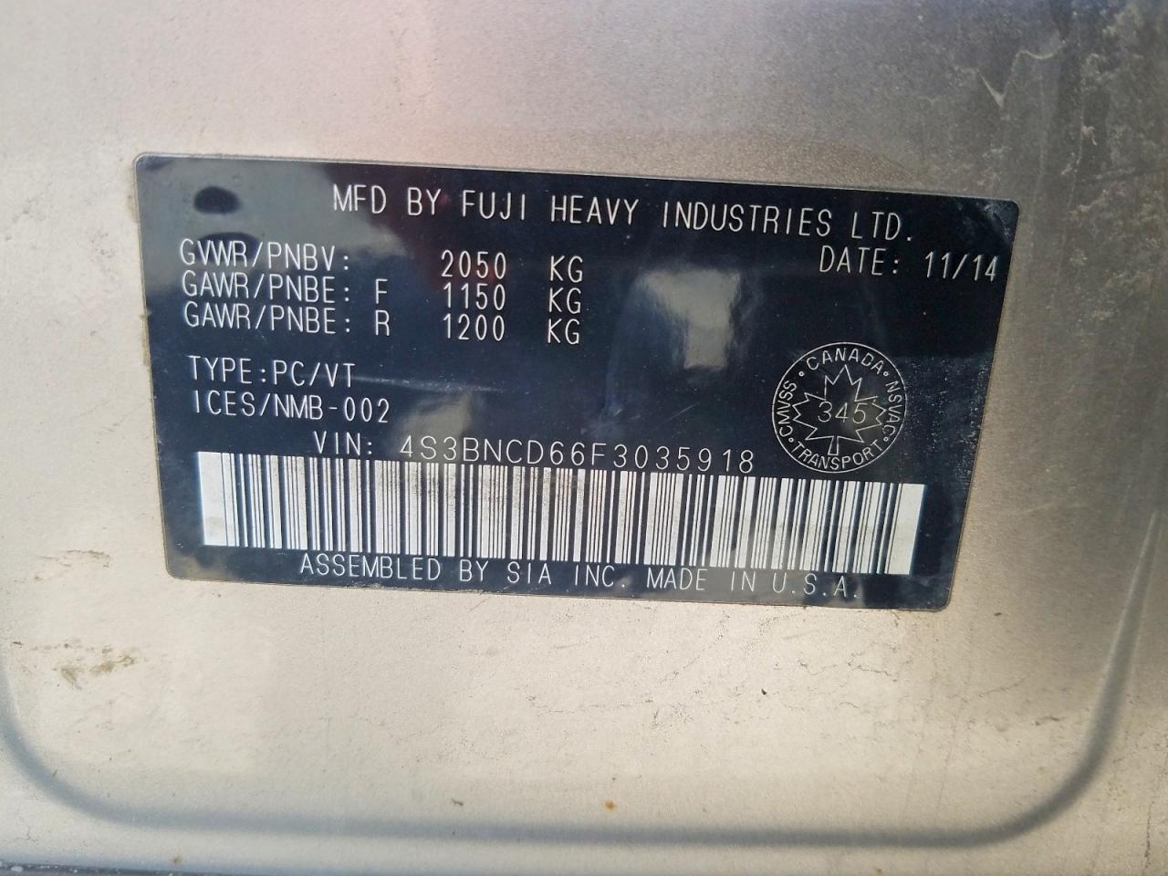 2015 SUBARU LEGACY
