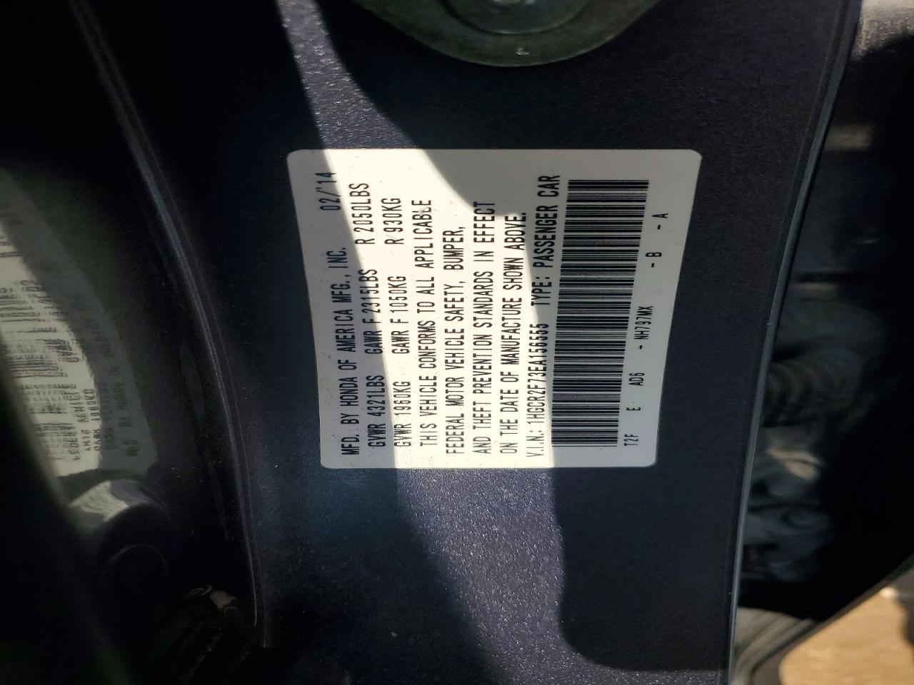 2014 HONDA ACCORD