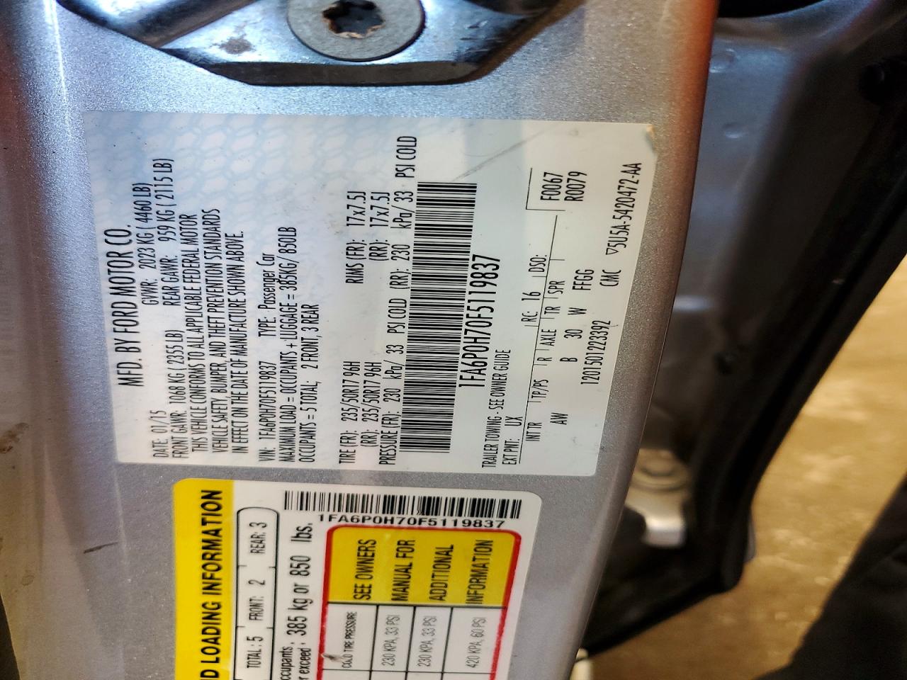 2015 FORD FUSION