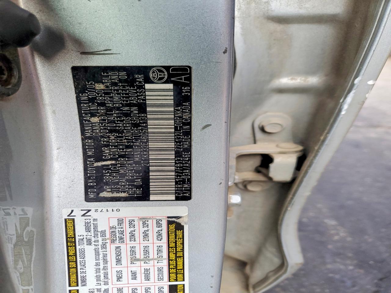 2006 TOYOTA COROLLA