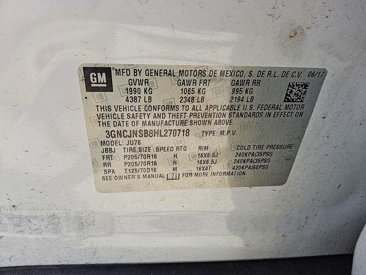 2017 CHEVROLET TRAX