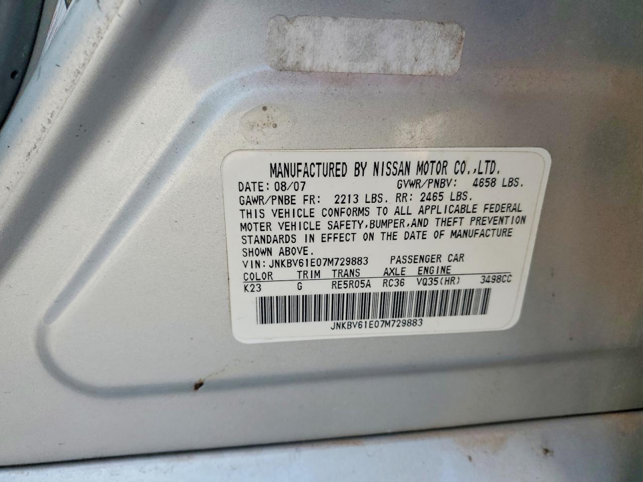 2007 INFINITI G35
