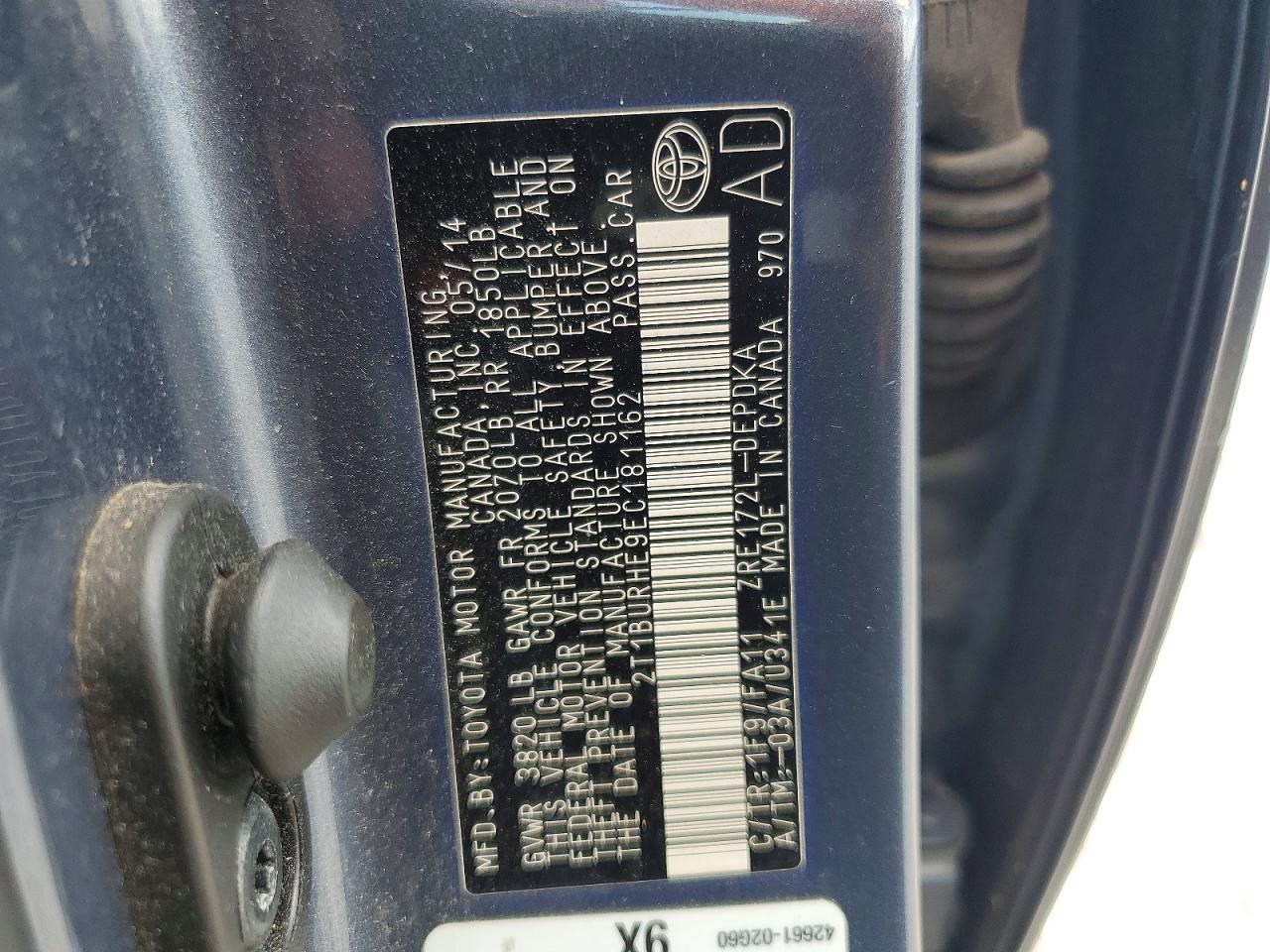 2014 TOYOTA COROLLA