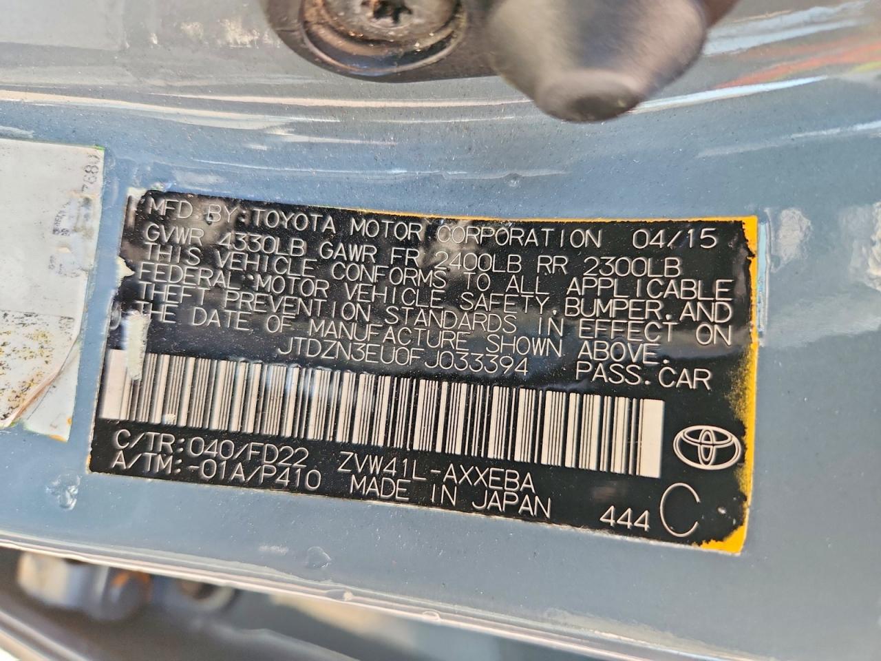 2015 TOYOTA PRIUS V TW