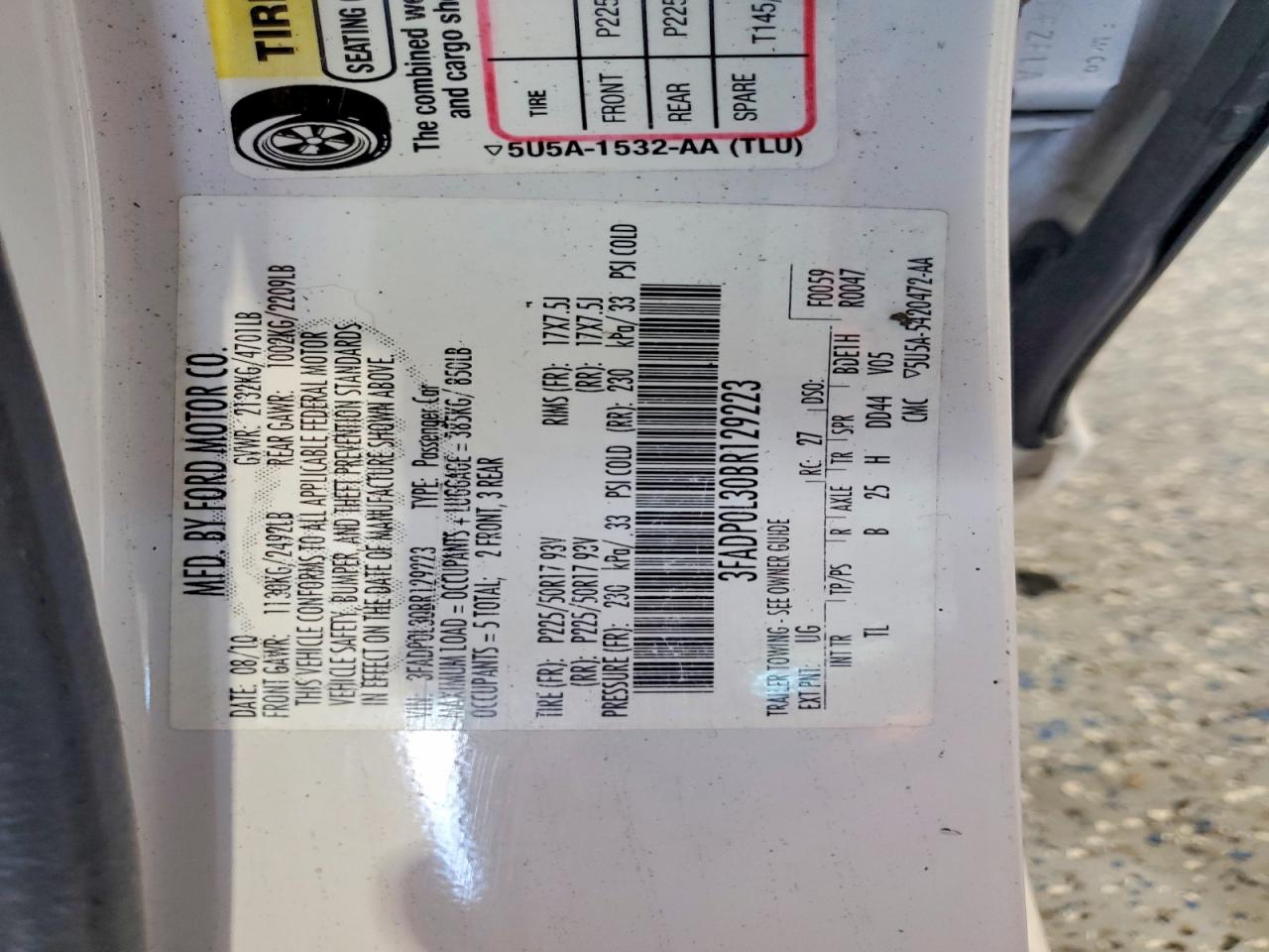 2011 FORD FUSION