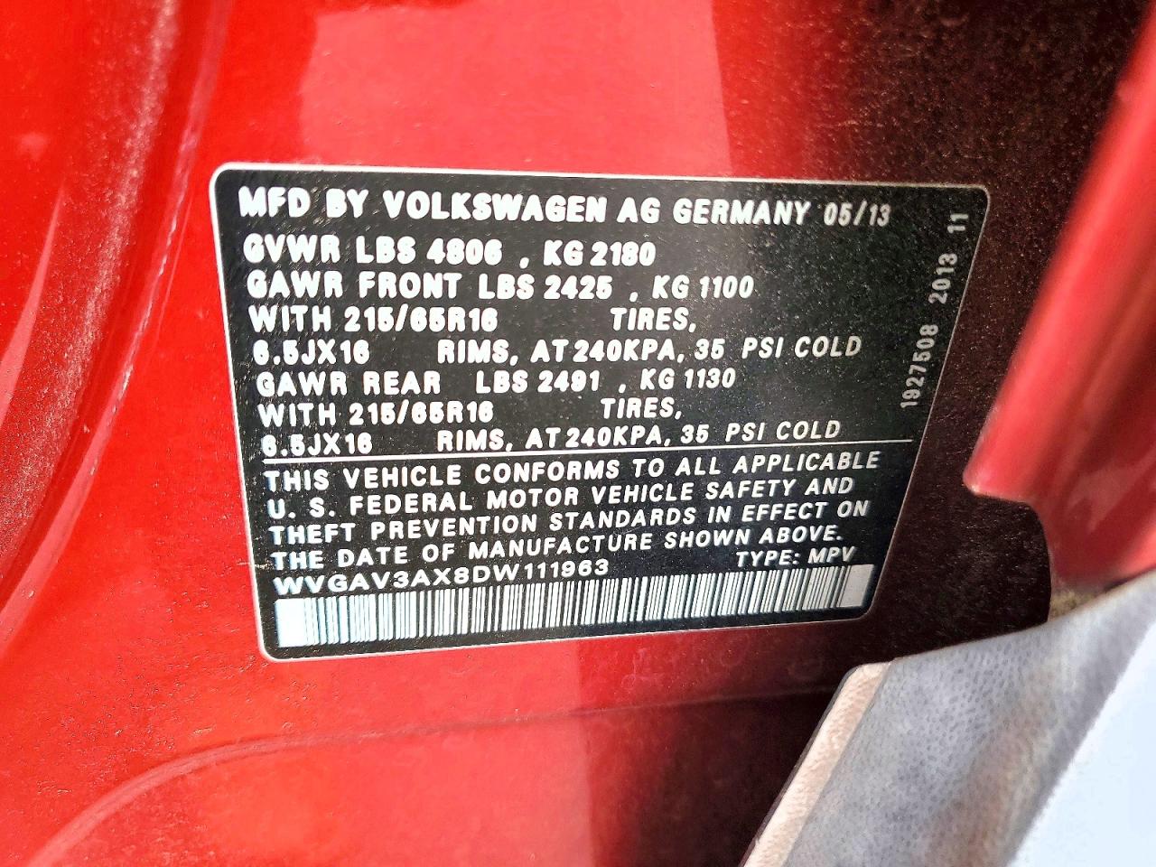 2013 VOLKSWAGEN TIGUAN