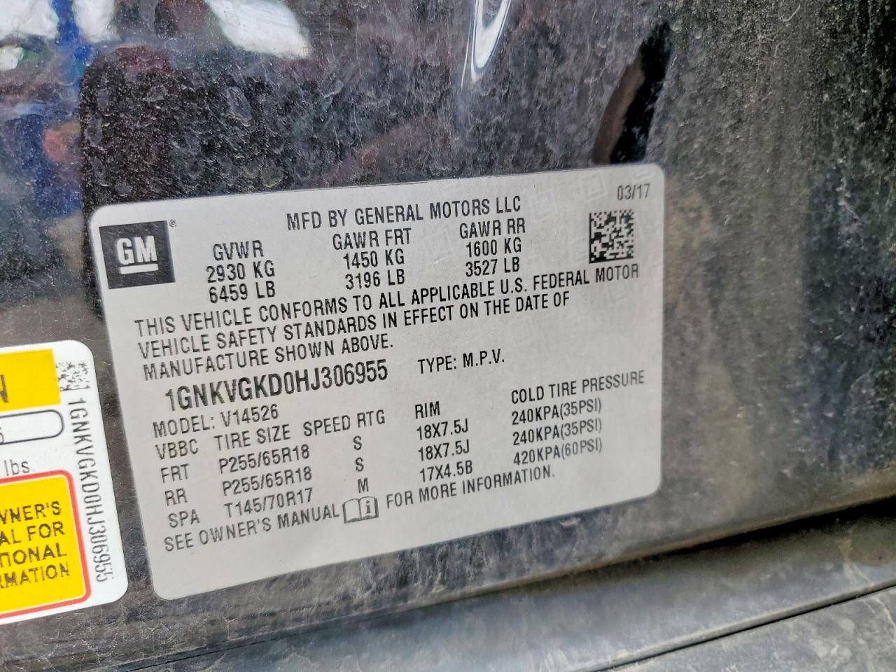 2017 CHEVROLET TRAVERSE