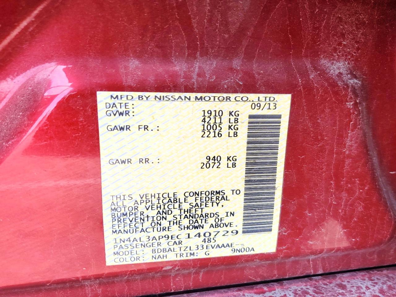 2014 NISSAN ALTIMA