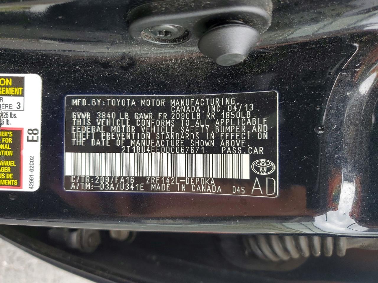 2013 TOYOTA COROLLA