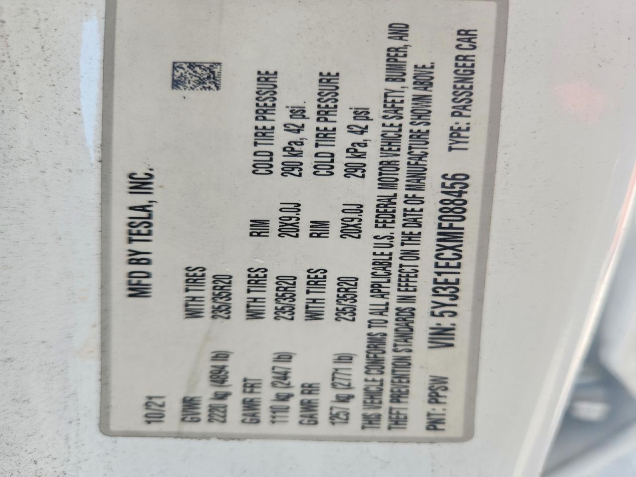 2021 TESLA MODEL 3