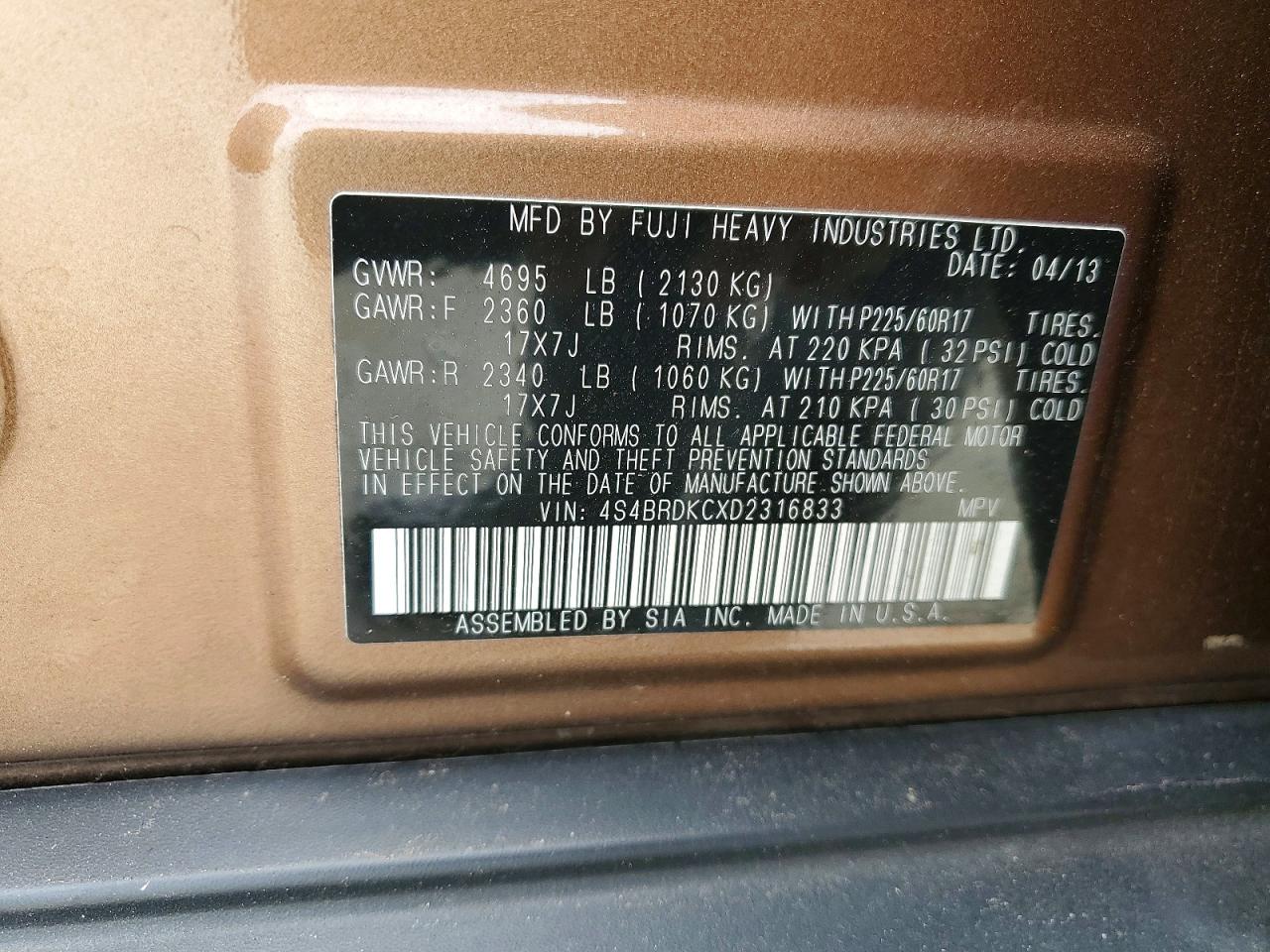 2013 SUBARU OUTBACK