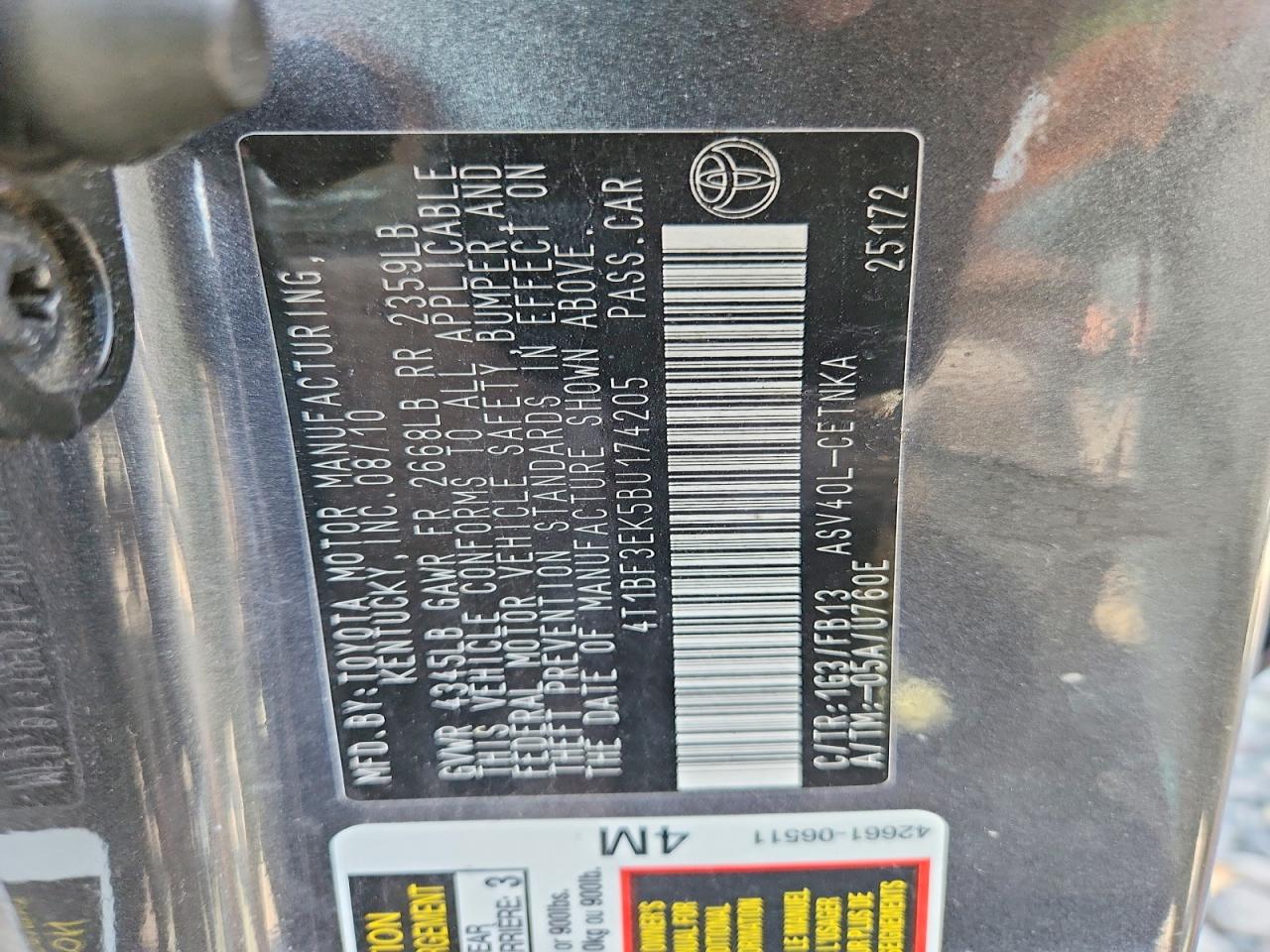 2011 TOYOTA CAMRY