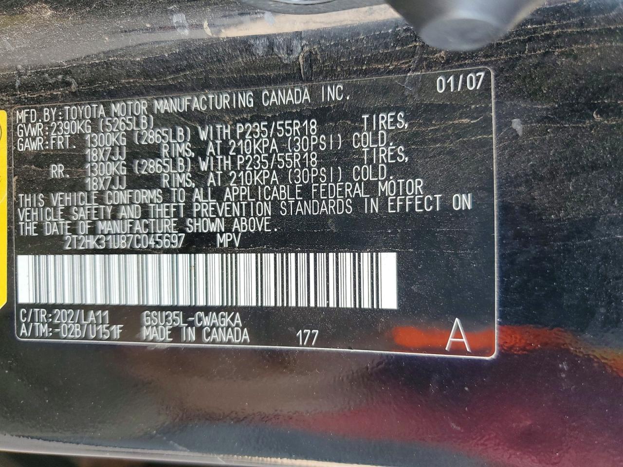 2007 LEXUS RX350
