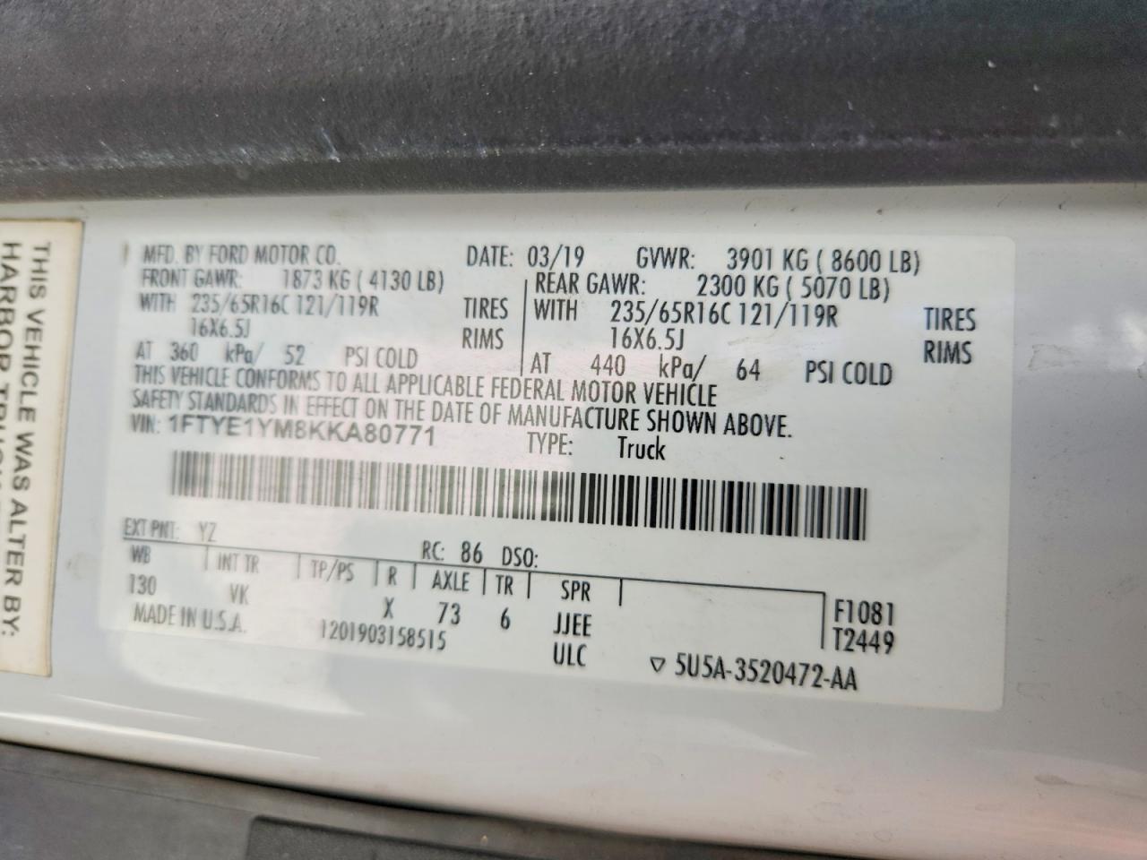 2019 FORD TRANSIT