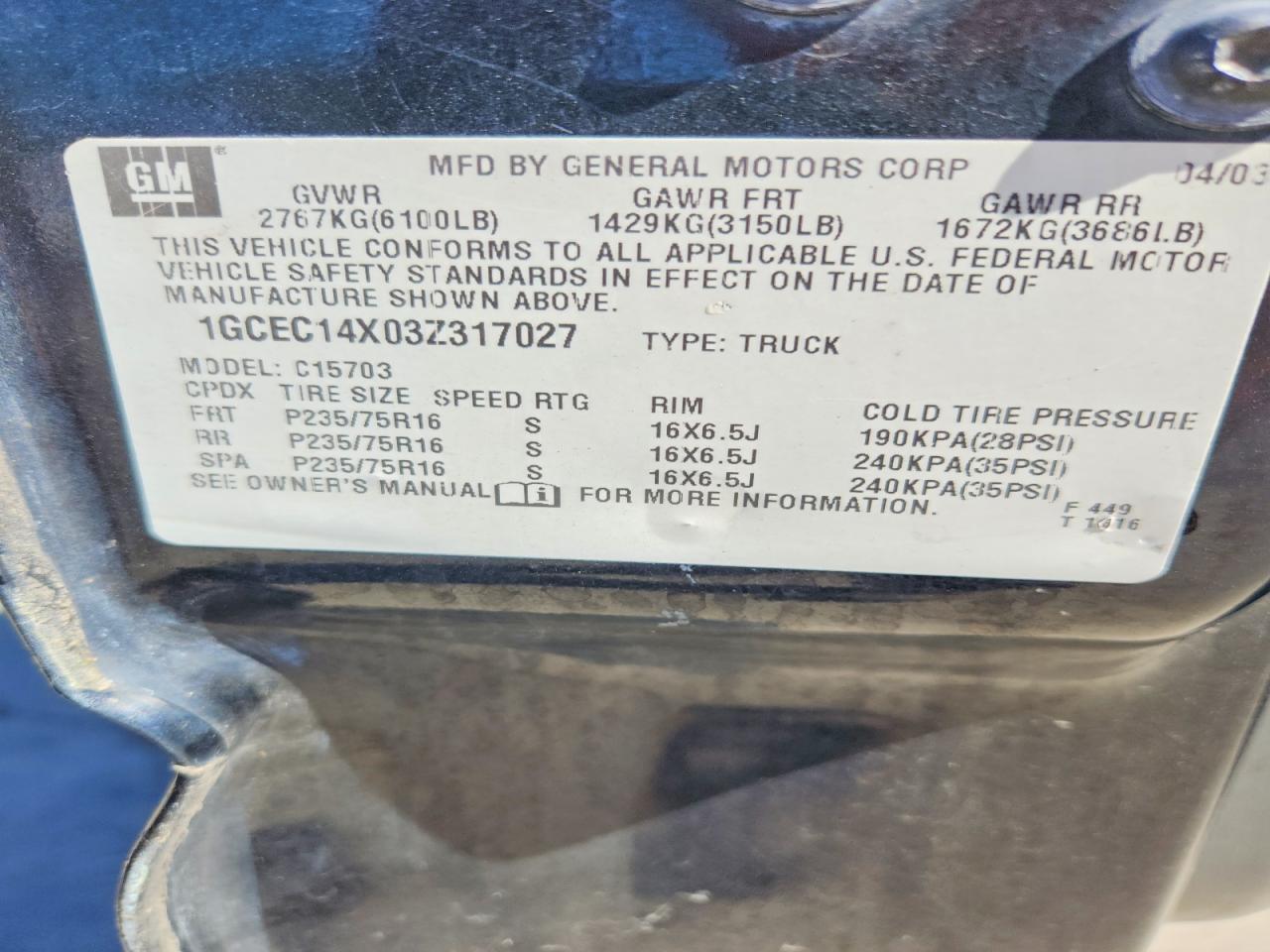 2003 CHEVROLET SILVERADO