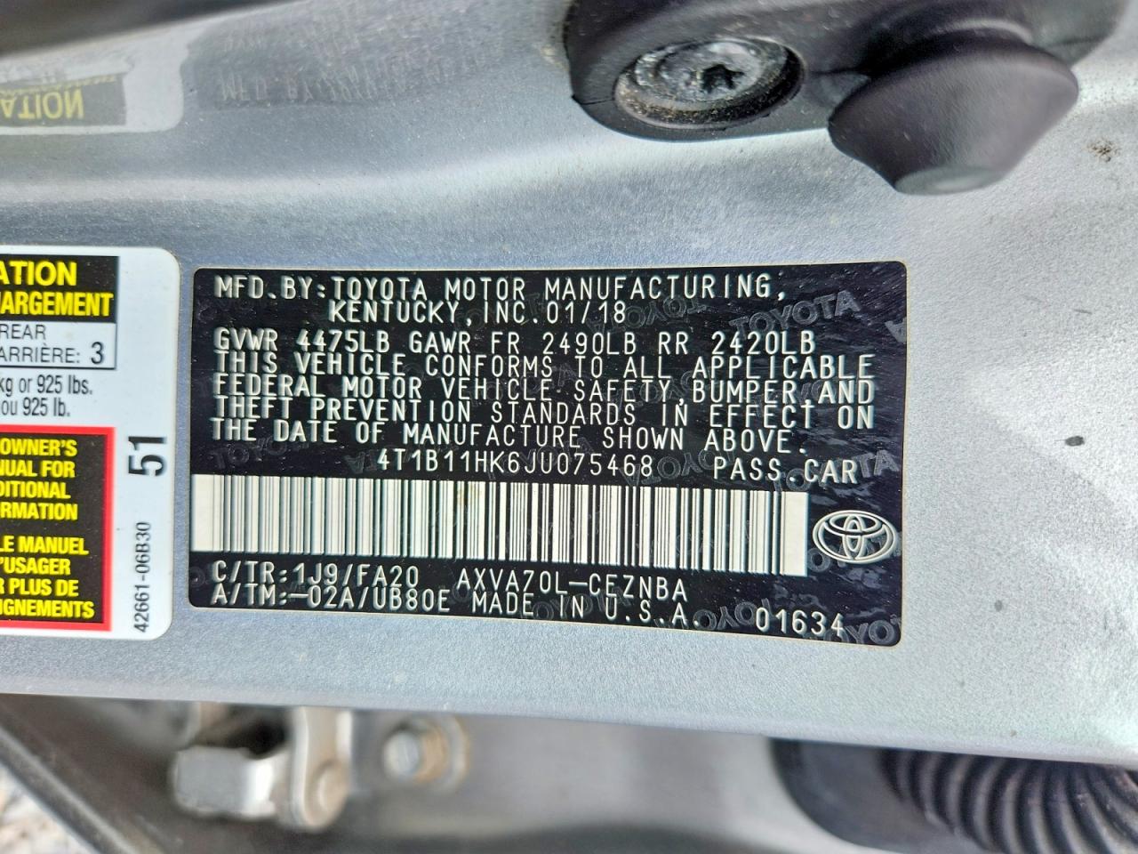 2018 TOYOTA CAMRY