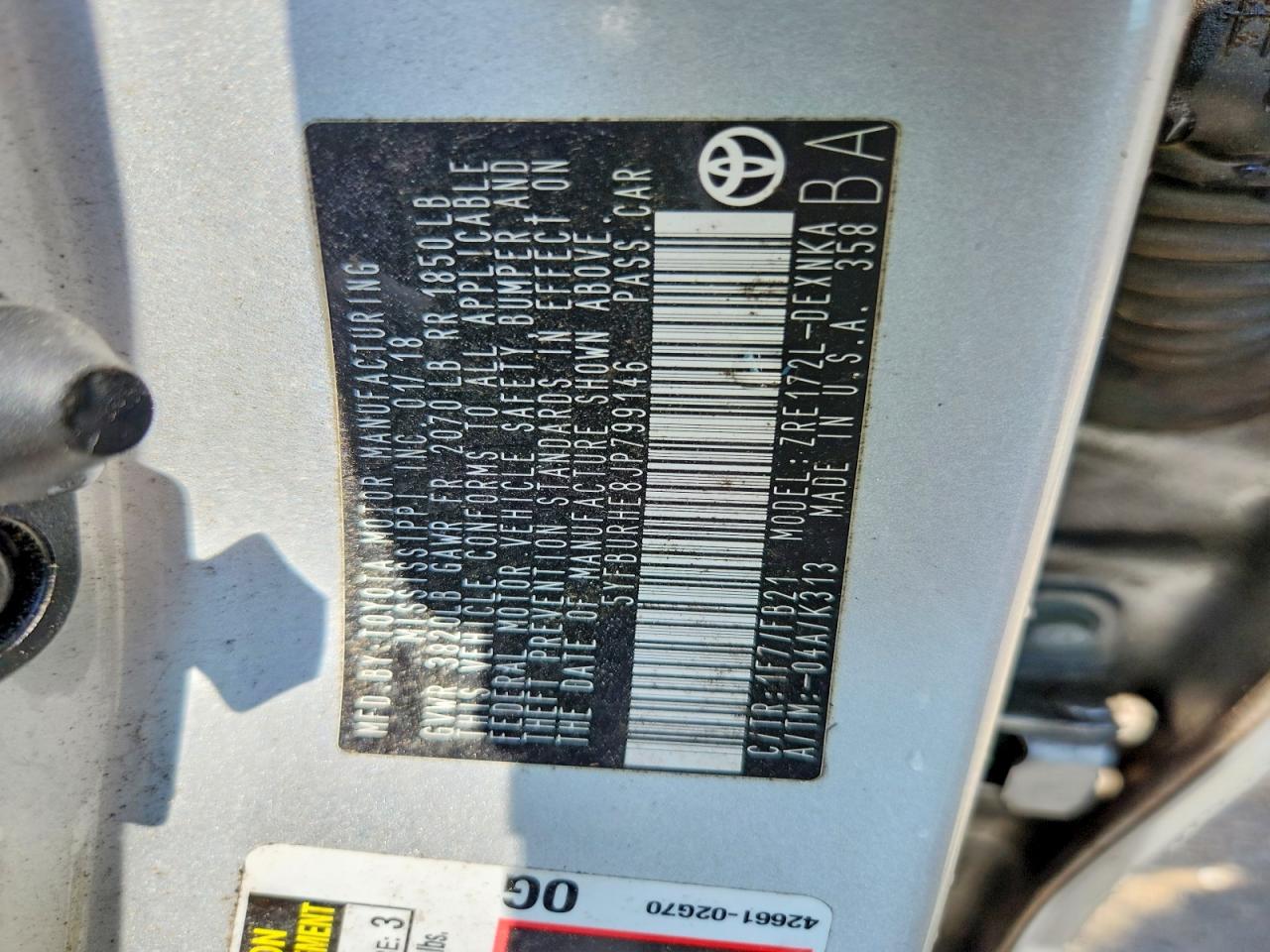 2018 TOYOTA COROLLA