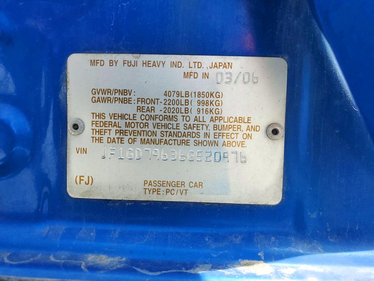 2006 SUBARU WRX