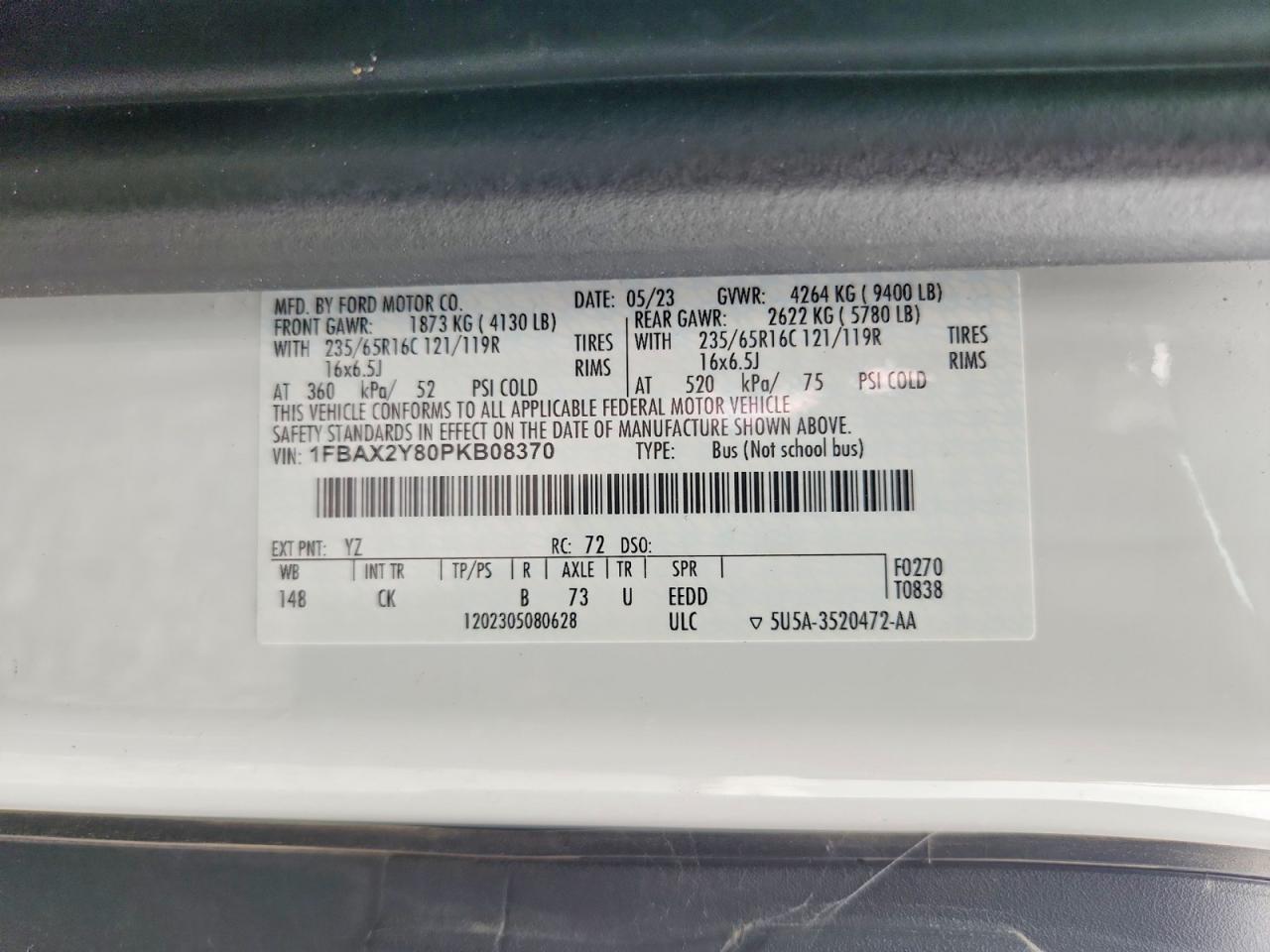 2023 FORD TRANSIT