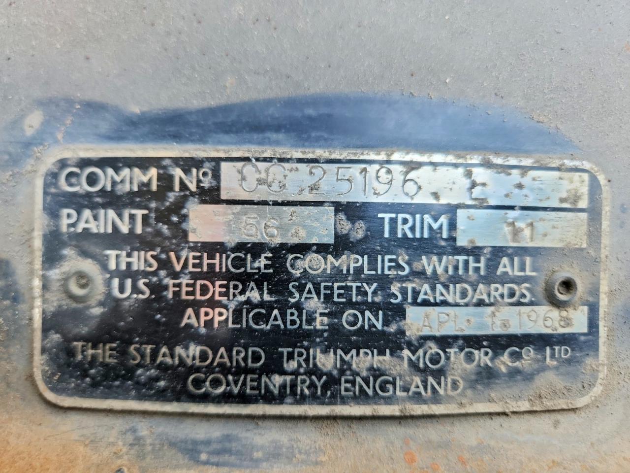 1969 TRIUMPH CAR GT6