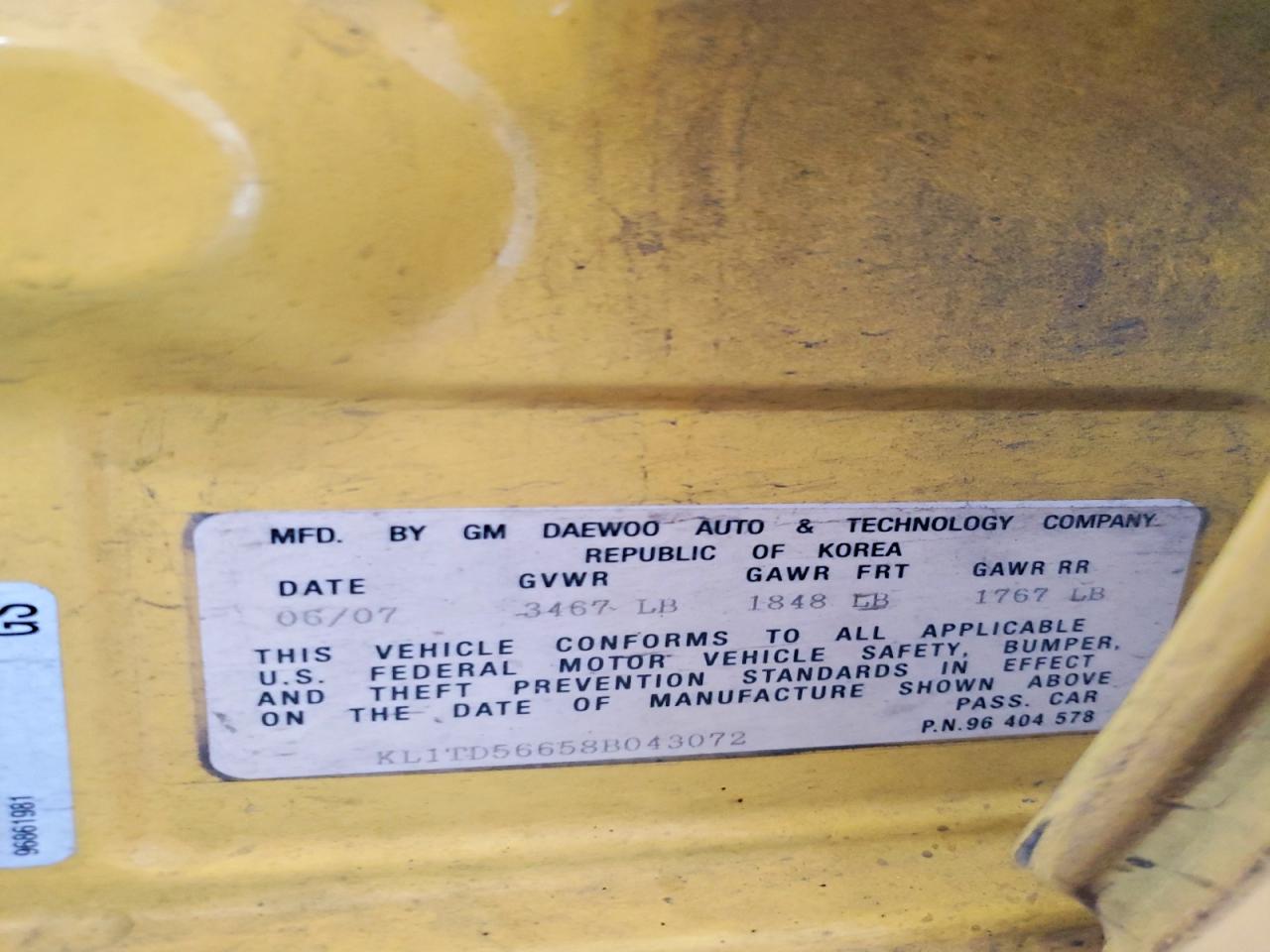 2008 CHEVROLET AVEO 4D LS
