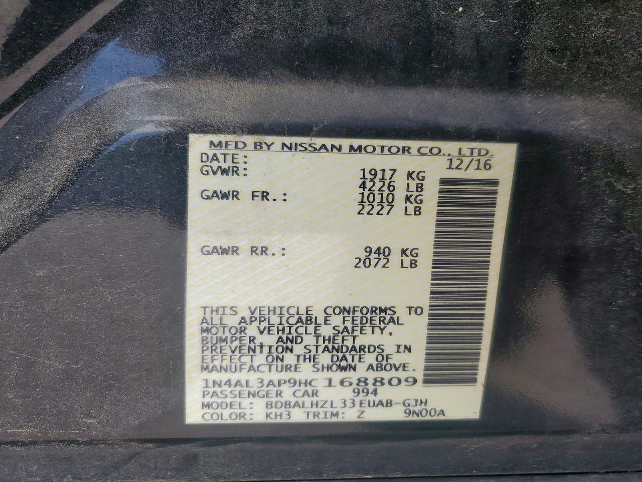 2017 NISSAN ALTIMA