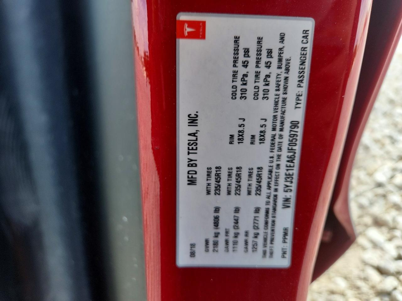 2018 TESLA MODEL 3