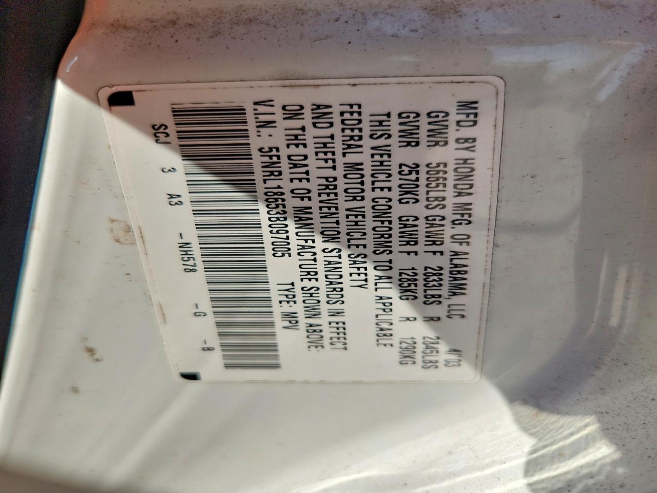2003 HONDA ODYSSEY EX