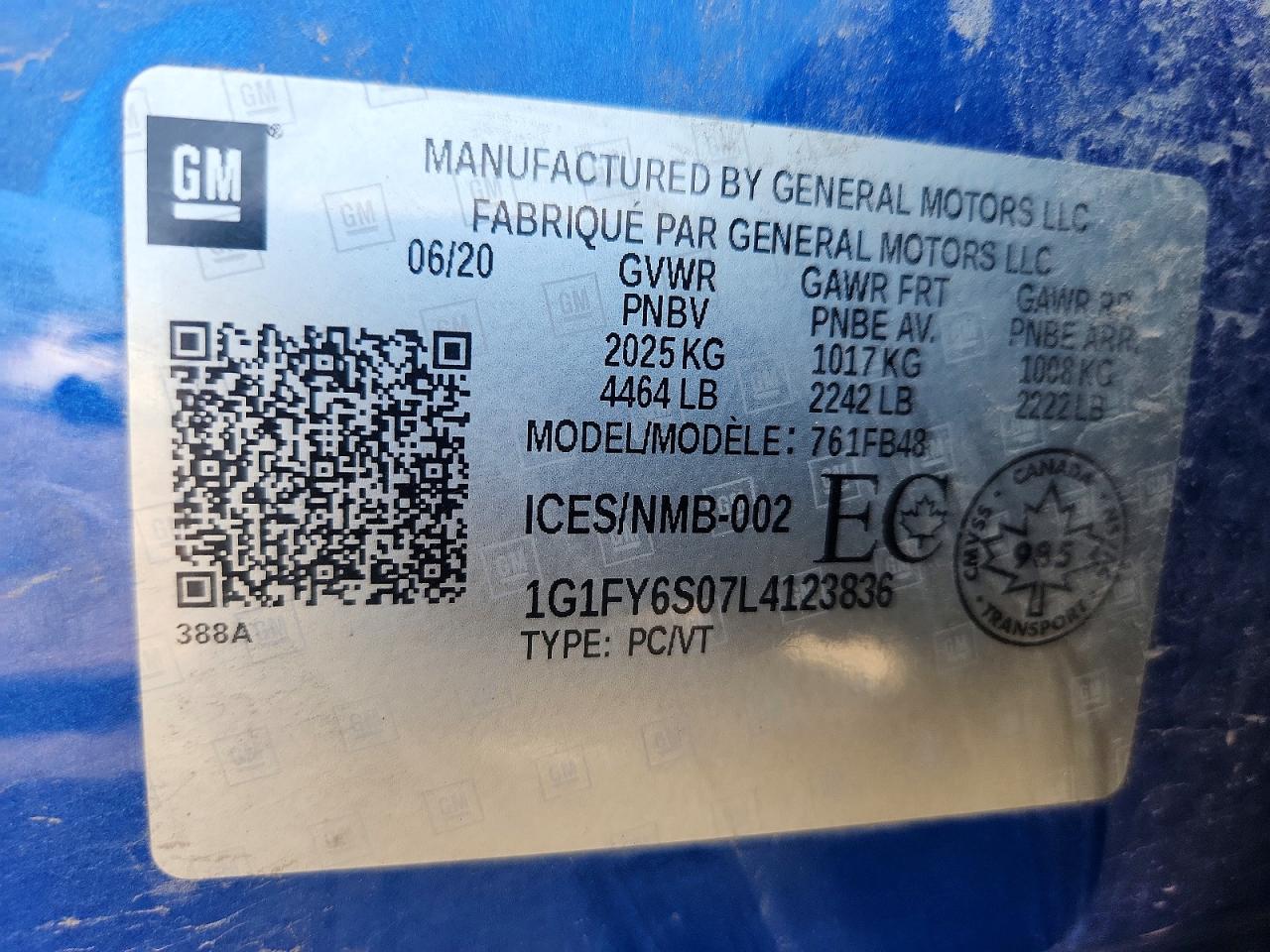 2020 CHEVROLET BOLT