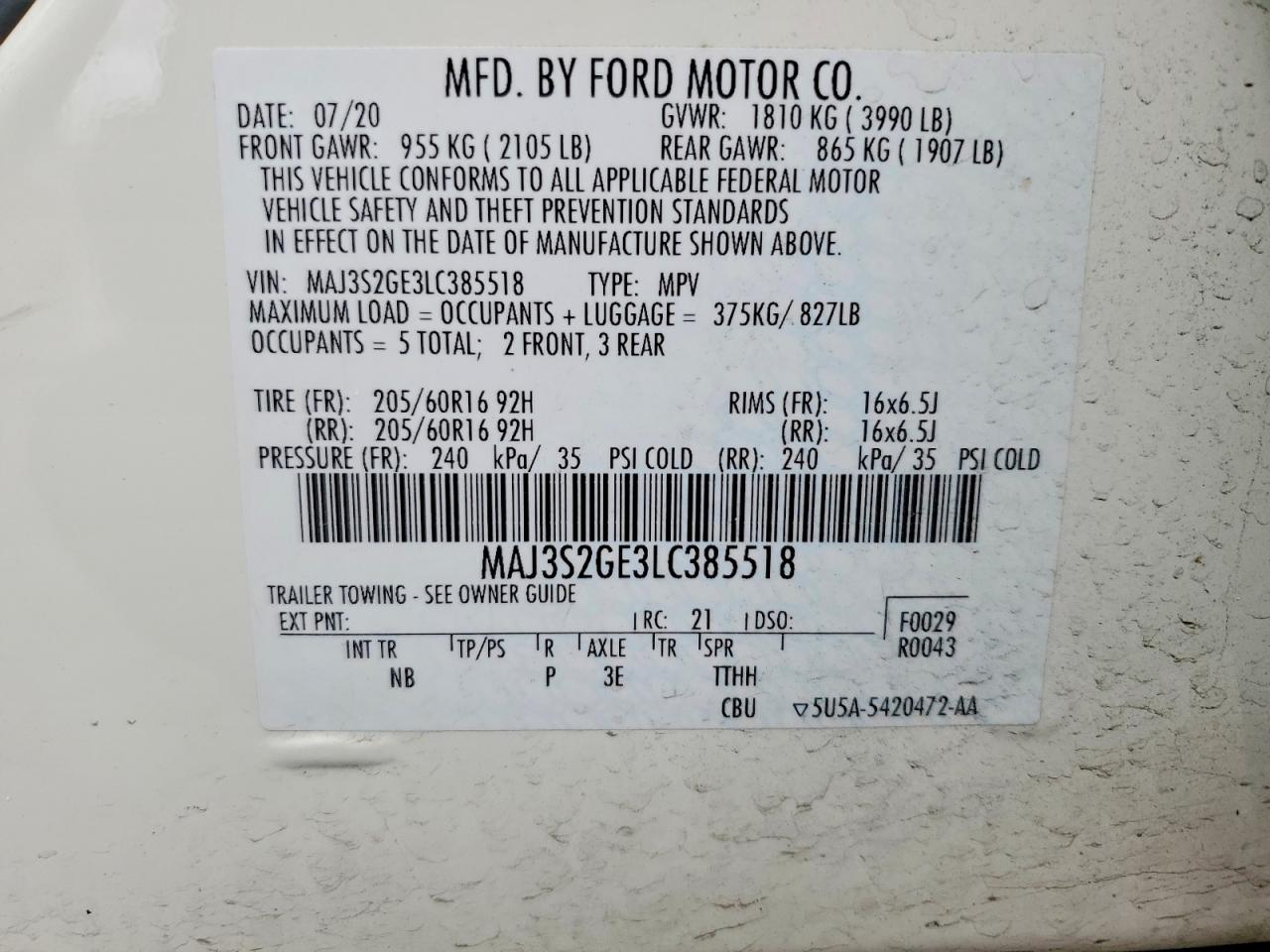 2020 FORD ECOSPORT