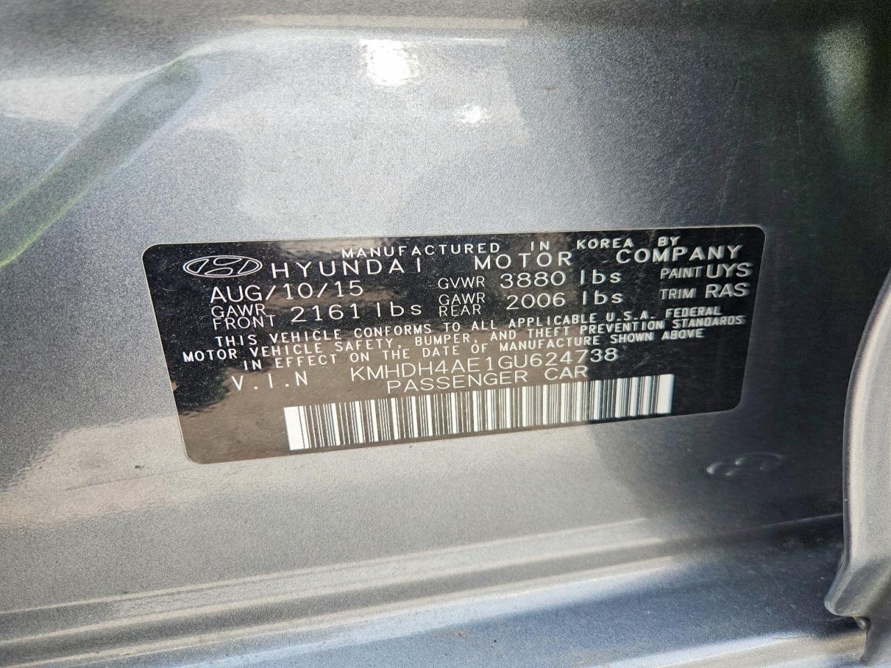 2016 HYUNDAI ELANTRA