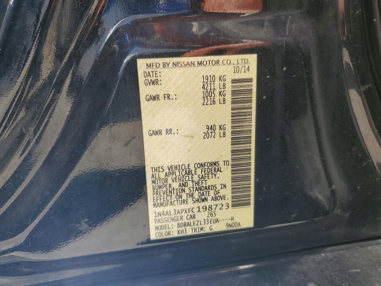 2015 NISSAN ALTIMA