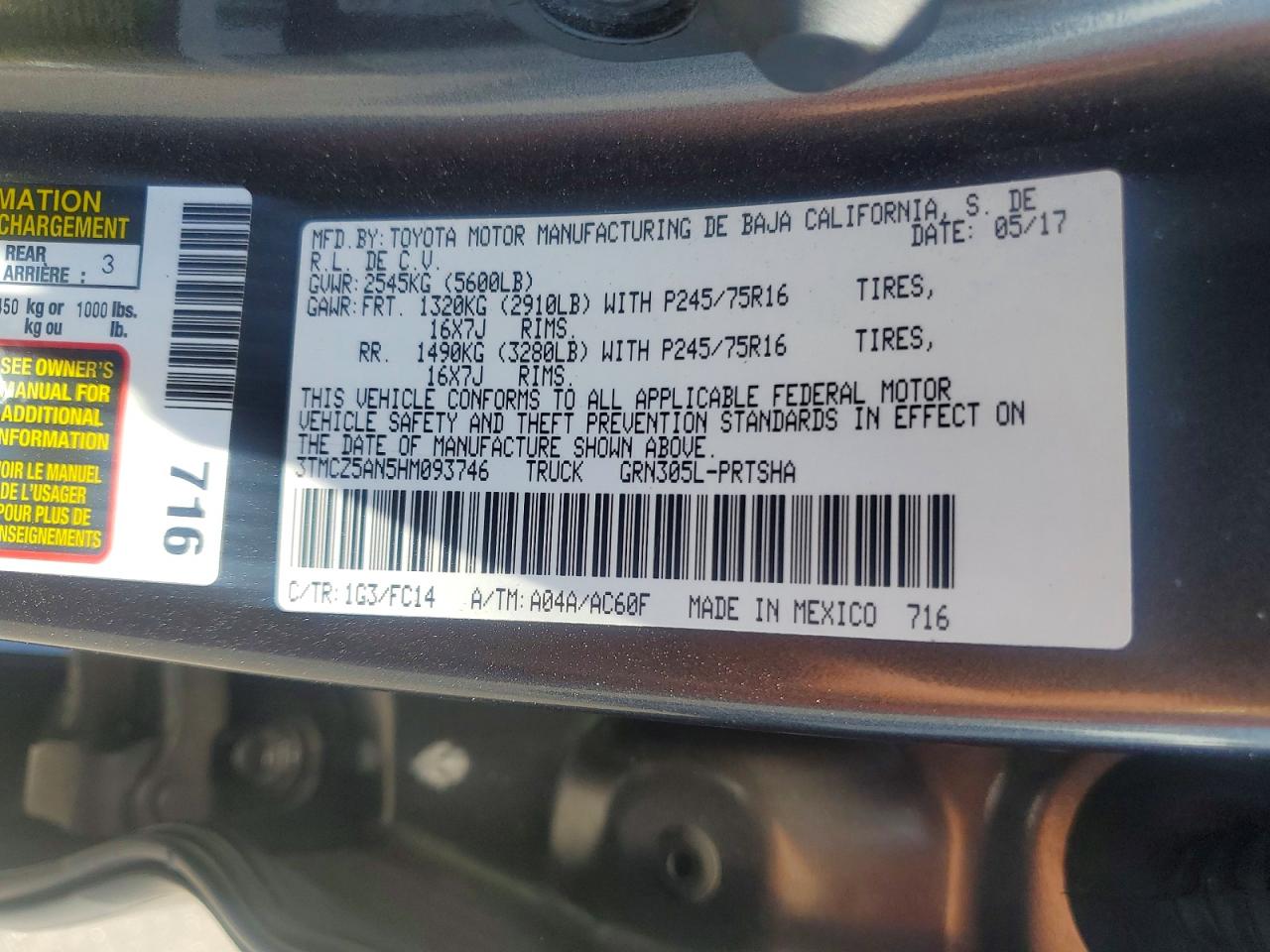 2017 TOYOTA TACOMA