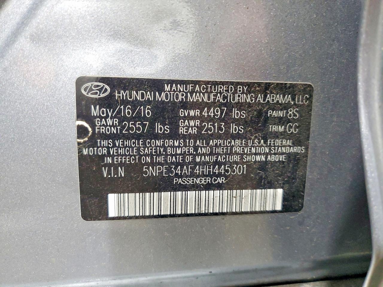 2017 HYUNDAI SONATA