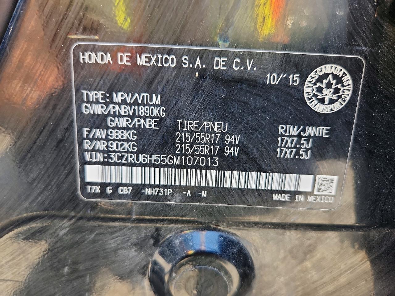 2016 HONDA HR-V